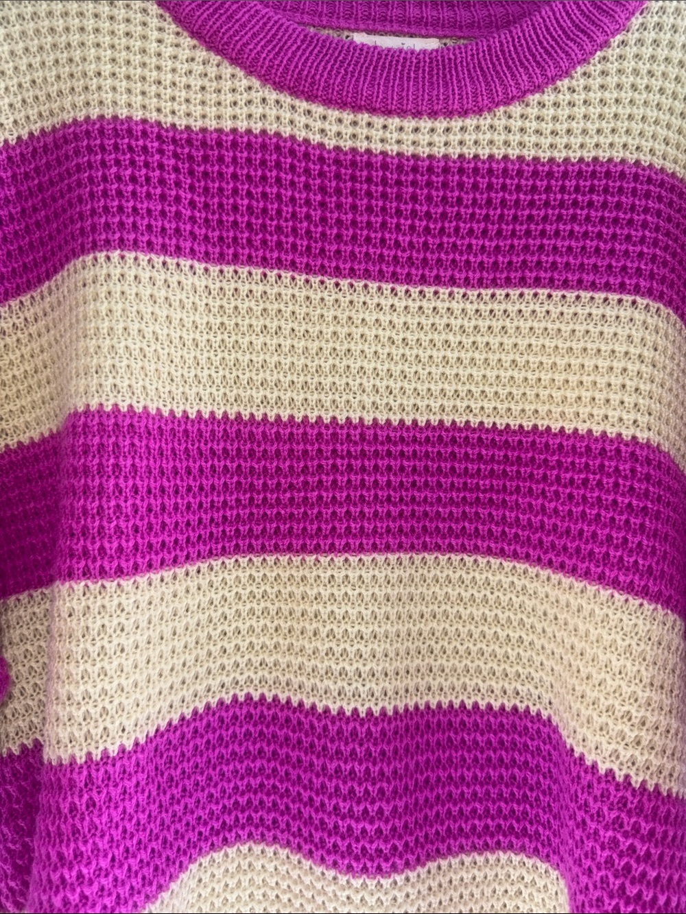 Striped Pink and Cream Knit Sweater - Picture 3 of 4